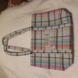 VERA BRADLEY LARGE VERA TOTE in Pastel Plaid